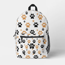 Orange Black Paw Print Pattern プリントバックパック