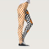 Orange Black Retro Rad Pumpkin Checkered Halloween レギンス (右)