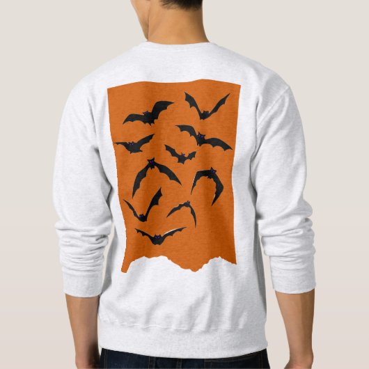 Orange Black Spooky Bats Modern Happy Halloween スウェットシャツ (裏面)