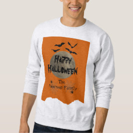 Orange Black Spooky Bats Modern Happy Halloween スウェットシャツ