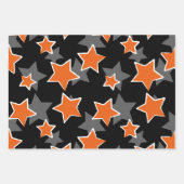 Orange & Black Star Power Football Game Day ラッピングペーパーシート (正面)