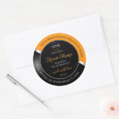 Orange Black Wavy Silver with Logo Product Labels ラウンドシール (封筒)