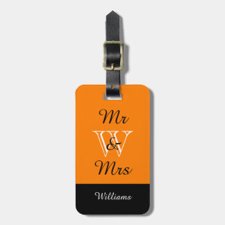 ORANGE/BLACK/WHITEの"氏及び夫人"シックな荷物TAG_ ラゲッジタグ