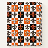 Orange Black White Checkered Fleur-de-lis Design  ノートブック (裏面)