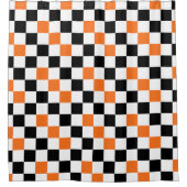 Orange Black White Checkered Pattern Design  シャワーカーテン (正面)