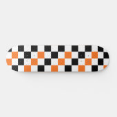 Orange Black White Checkered Pattern Design  スケートボード (横)