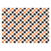 Orange Black White Checkered Pattern Design テーブルクロス (正面(横))