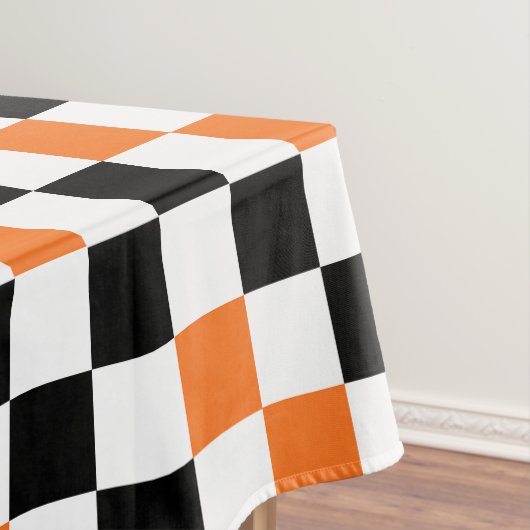 Orange Black White Checkered Pattern Design テーブルクロス (インサイチュ)