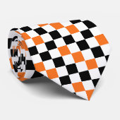 Orange Black White Checkered Pattern Design  ネクタイ (ロール)