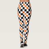 Orange Black White Checkered Pattern Design  レギンス (裏面)