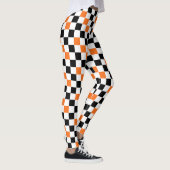 Orange Black White Checkered Pattern Design  レギンス (右)