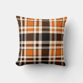 Orange Black White Flannel Tartan Pattern Design  クッション (正面)