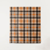 Orange Black White Flannel Tartan Pattern Design タペストリー (正面)