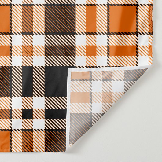 Orange Black White Flannel Tartan Pattern Design タペストリー