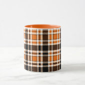 Orange Black White Flannel Tartan Pattern Design  マグカップ (中央)