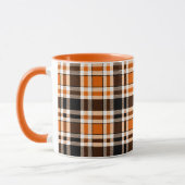 Orange Black White Flannel Tartan Pattern Design  マグカップ (左)