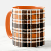 Orange Black White Flannel Tartan Pattern Design  マグカップ
