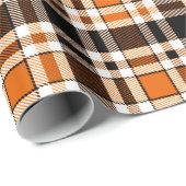 Orange Black White Flannel Tartan Pattern Design  ラッピングペーパー (ロールコーナー)