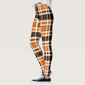 Orange Black White Flannel Tartan Pattern Design  レギンス