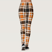 Orange Black White Flannel Tartan Pattern Design  レギンス (裏面)