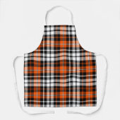 Orange Black White Plaid Tartan Pattern Design  エプロン (正面)