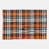 Orange Black White Plaid Tartan Pattern Design  キッチンタオル (横)