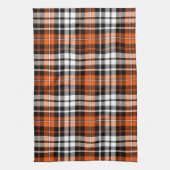 Orange Black White Plaid Tartan Pattern Design  キッチンタオル (縦)