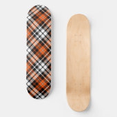 Orange Black White Plaid Tartan Pattern Design  スケートボード (正面)