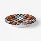 Orange Black White Plaid Tartan Pattern Design  ペーパーボウル (傾斜あり)