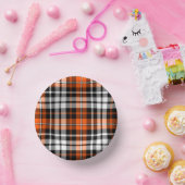 Orange Black White Plaid Tartan Pattern Design  ペーパーボウル (パーティー)
