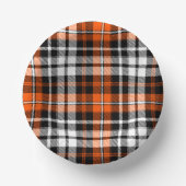 Orange Black White Plaid Tartan Pattern Design  ペーパーボウル (正面)