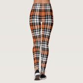 Orange Black White Plaid Tartan Pattern Design  レギンス (裏面)