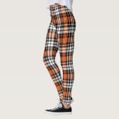 Orange Black White Plaid Tartan Pattern Design  レギンス (左)