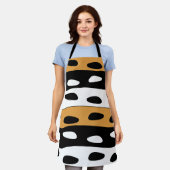 Orange Black White Stripes エプロン (着用した状態)