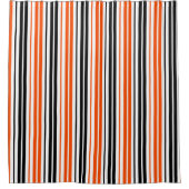 Orange Black White Stripes Pattern Design  シャワーカーテン (正面)