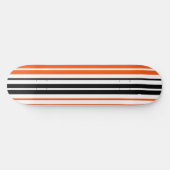 Orange Black White Stripes Pattern Design  スケートボード (横)