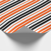 Orange Black White Stripes Pattern Design  ラッピングペーパー (角)