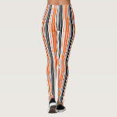 Orange Black White Stripes Pattern Design  レギンス (裏面)