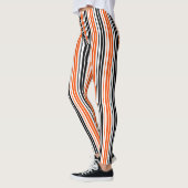 Orange Black White Stripes Pattern Design  レギンス (左)