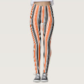 Orange Black White Stripes Pattern Design  レギンス (正面)