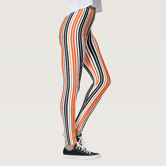 Orange Black White Stripes Pattern Design  レギンス (右)