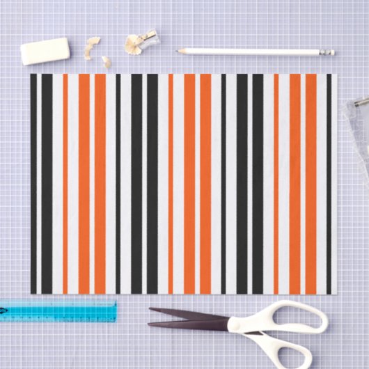 Orange Black White Stripes Pattern Design  薄葉紙 (クラフト)
