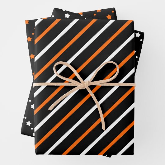 Orange, Black & White Wrapping Paper Sheets ラッピングペーパーシート