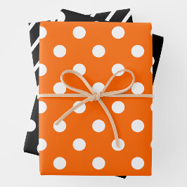 Orange, Black & White Wrapping Paper Sheets ラッピングペーパーシート