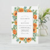 Orange Blissful Botanical Wedding 招待状 (スタンド正面)
