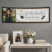 ORANGE & BLK ornate | Graduation Banner with Photo 横断幕