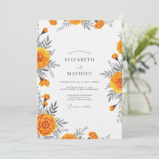 Orange Bloom Whimsy Wedding 招待状 (スタンド正面)