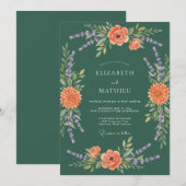 Orange Blossom Botanical Arch Wedding 招待状 (正面/裏面)