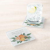 Orange Blossoms Citrus Botanical Wedding  ガラスコースター (アングル)