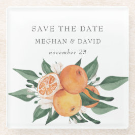 Orange Blossoms Citrus Botanical Wedding  ガラスコースター